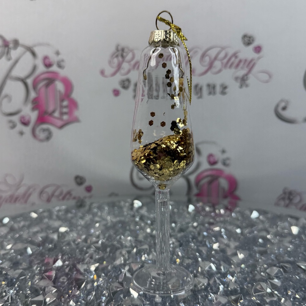 Ornaments drink Gold Glitter Champagne Glass Ornament